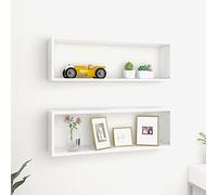 Gecheer 2 pz Mensole da Parete,Design a Cubo,in Truciolato,Bianco,80x15x26,5 cm,Mensola da Muro Cubica,Mensola a Cubo,Mensola da Muro Moderna,Mensola da Caneretta,Mobiletto da Parete a Muro Moderno