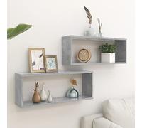 Gecheer 2 pz Mensole da Parete,Design a Cubo,in Truciolato,Grigio Cemento,60x15x23 cm,Mensola da Muro Cubica,Mensola a Cubo,Mensola da Muro Moderna,Mensola da Caneretta,Mobiletto da Parete a Muro