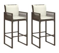 Gecheer 2 pz Sgabelli,Sedie,da Bar,da Giardino,da Esterno,in Polyrattan,Marrone e Crema,52x58x118 cm,Sgabelli da Giardino Alti,Sgabelli da Esterno,Sgabelli Alti,Sedie da Esterno