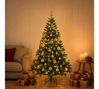 Gecheer Albero di Natale artificiale a cono, decorazione natalizia moderna con base in metallo, albero sintetico smontabile in PVC e metallo, per soggiorno e aree esterne protette