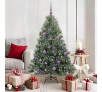 Gecheer Albero di Natale artificiale a cono, decorazione natalizia moderna con base in metallo, albero sintetico smontabile in PVC e metallo, per soggiorno e aree esterne protette