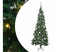 Gecheer Albero di Natale Artificiale Angolare, con 300 LED Verde 180 cm, PVC Ramo Realistico, Luci Bianche Calde, per Soggiorni Piccoli o Ripari Esterni