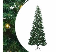 Gecheer Albero di Natale Artificiale Angolare, con 300 LED Verde 240 cm, PVC Ramo Realistico, Luci Bianche Calde, per Soggiorni Piccoli o Ripari Esterni