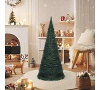 Gecheer Albero di Natale Artificiale Apribile, Albero Preilluminato Verde 210cm in PVC, con 200 LED e Connettore USB, per Interno ed Esterno Protetto