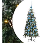 Gecheer Albero di Natale artificiale con 150 LED, Design Moderno e Snello, Connettività USB, 50 x 50 x 120 cm, Verde, for Decorazione Natale e Feste