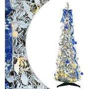 Gecheer Albero di Natale artificiale, con 50 LED, Verde, 120 cm, PVC, con luci decorative integrate, alimentazione USB, per soggiorno, giardino o terrazza