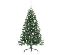 Gecheer Albero di Natale artificiale con luci integrate, albero pre-lit 150 cm verde con luci LED calde, design moderno, perfetto per interni ed esterni, set completo con luci a corda LED