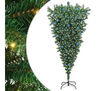 Gecheer Albero di Natale Artificiale Pre-illuminato Capovolto, Design Originale con Luci LED, Struttura in PVC Verde, Ideale per Decorazioni Natalizie in Salotto