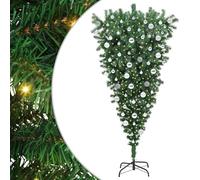 Gecheer Albero di Natale artificiale pre-illuminato capovolto, design originale con luci LED, struttura PVC verde, connessione USB, decorazione stagionale per salotto e feste
