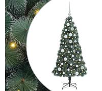 Gecheer Albero di Natale Artificiale Pre-Illuminato, Con Set di Palle, Conico, Ideale per Soggiorni, Giardini e Terrazze, Realizzato in PET e Plastica con Dettagli Metallici