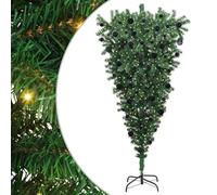 Gecheer Albero di Natale artificiale preilluminato capovolto, con set di palline, struttura in PVC verde, design riutilizzabile, connessione USB, per salotto durante le feste