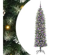 Gecheer Albero di Natale Artificiale Sottile, cono slanciato, aghi in PVC, luci LED bianche calde, 180 cm for stanze piccole o dehors coperti