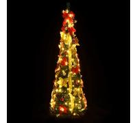 Gecheer Albero di Natale Artificiale Verde 150 cm, 100 LED, 8 Modi Illuminazione, Realistico, Base Metallica, Decorazione Natale