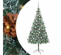 Gecheer Albero di Natale artificiale, Verde 210 cm, PVC e Acciaio, design conico, luci decorative for soggiorno, terrazza del giardino