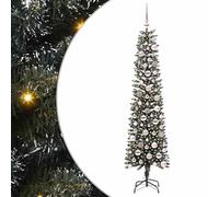 Gecheer Albero di Natale Artificiale Verde 50.5 x 50.5 x 180 cm, Con Strisce LED Bianche Calde, PVC, Ideale per Soggiorni e Patii