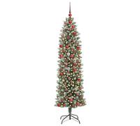 Gecheer Albero di Natale Artificiale Verde e Bianco 180 cm, LED, Decorazione Festiva, Stanze Piccole