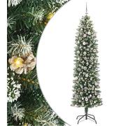 Gecheer Albero di Natale Artificiale Verde e Bianco 240 cm, Con Aghi in PVC e Luci LED Calde, Ideale per Stanze Piccole e Dehors Coperti