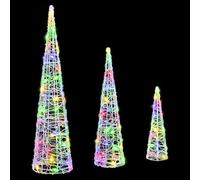 Gecheer Albero di Natale, decorazione moderna, 3 pcs, 20 x 20 x 80 cm, acrilico multicolore, per disposizione festiva con luci LED