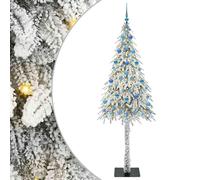 Gecheer Albero di Natale LED Bianco 210 cm, Realistico, Polietilene, Struttura Metallica, Luci Dinamiche, Interni ed Esterni, Feste Familiari