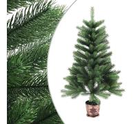 Gecheer Albero di Natale Preilluminato, Albero Artificiale Verde 90 cm con Palline e Cesto, Ramo in PE Realistico, Leggero e Resistente, per Decorazioni Natalizie