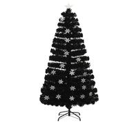Gecheer Albero Natale con Fiocchi di Neve a LED Nero 120cm Fibra Ottica328461IT