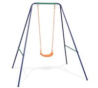 Gecheer Altalena per bambini, gioco da giardino 2 in 1 con sedile ergonomico e cinture di sicurezza, telaio in acciaio, altalena singola resistente per esterni, per famiglie con bambini