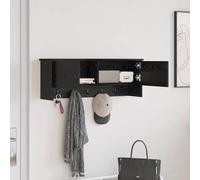 Gecheer Appendiabiti a muro con lo scaffale Rovere nero 80 x 20 x 30 cmAppendiabiti da Parete