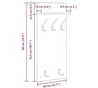 Gecheer Appendiabiti a muro Grigio sonoma 90 x 40 x 10 cmAppendiabiti da Parete