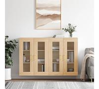 Gecheer Armadietti a Parete 2 pz,Armadietto,Credenza,Mobiletto,Armadio Sospeso,Mobile Pensile,da Parete,Armadietto con Vetrina,Armadietto da Parete per Il Cucina,Pensile da Cucina,Rovere Sonoma