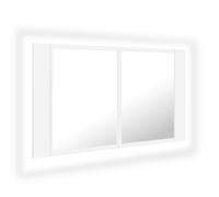 Gecheer Armadietto a specchio, mobile con luci LED bianco 80x12x45 cm in acrilico per bagno