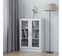 Gecheer Armadietto con Vetrina Bianco 82,5x30,5x115cm Legno Multistrato,Credenza,Mobile,Armadietto,Vetrina Soggiorno,Credenza Cucina,Mobile Buffet,Buffet da Cucina,Libreria,Vetrina Espositiva,P802750