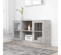 Gecheer Armadietto con Vetrina Grigio Cemento 120x30,5x70 cm,Armadio,Libreria,Credenza,Moderna,Credenza Cucina Salvaspazio,Mobile Buffet,Tavolo da Buffet,Armadietto da Cucina,Mobiletto Multiuso