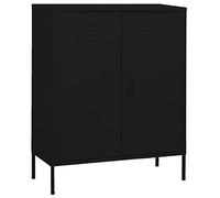 Gecheer Armadietto,Credneza,Mobiletto,Armadiomper Ufficio,per Interno,in Acciaio,Metallo,Metallico,con 2 Ante,2 Ripiani Regolabili,Colore Nero,Mobile Basso,80x35x101,5 cm