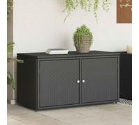 Gecheer Armadietto da Giardino in Polyrattan Nero, Credenza, Baule, Mobile Portaoggetti per Esterno, Patio, Terrazzo, Balcone, 110x55x60,5 cm