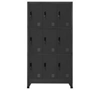 Gecheer Armadietto in acciaio con serratura, 90x45x180 cm, antracite, scomparti chiusi a chiave, targhetta porta nome, for scuola e ufficio