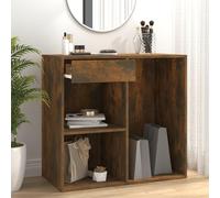 Gecheer Armadietto per Cosmetici, Pratico con Cassetto e Scomparti, 80 x 40 x 75 cm, in Legno Multistrato, Rovere Fumo, per Camera da Letto o Bagno