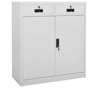 Gecheer Armadietto per Ufficio Industriale in Metallo Grigio con 2 Cassetti e 2 Ante,Armadio Ufficio Metallo,Armadio Archivio,Armadio con Cassetti,Schedario,Archivio,Colore Grigio Chiaro,90x40x102 cm