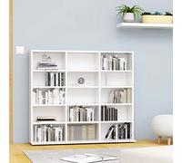 Gecheer Armadietto Porta CD Bianco 102x23x89,5 cm in Legno Multistrato, Mobiletto, Libreria Cubi, Scaffale per DVD e Archiviazione, Divisorio a Colonna