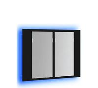 Gecheer Armadietto Specchio, Luci LED, Nero, 60x12x45 cm, Materiale Acrilico, per Bagno, Ingresso, Camera