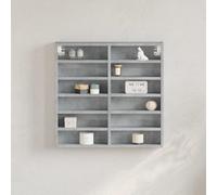 Gecheer Armadietto Vetrina Grigio Cemento 60x8,5x58 cm Multistrato,Vetrina espositiva,Espositore da Parete per Oggetti da Collezione,vetrina espositiva per collezionismo,A847964