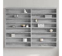 Gecheer Armadietto Vetrina Grigio Sonoma 100x8,5x75cm Legno Multistrato,Credenza Vetrina Soggiorno,Espositore da Parete per Oggetti da Collezione,vetrina espositiva per collezionismo,P847938