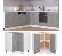 Gecheer Armadio Angolare in Truciolato Grigio Cemento 75,5x75,5x80,5 cm - Mobile Cucina Salvaspazio Componibile Pensile