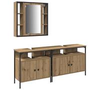 Gecheer Armadio da bagno con specchio Set di 3 Rovere artigianaleCredenza Vetro Rovere