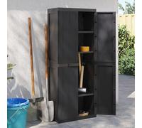 Gecheer Armadio da Esterno Nero 65x37x165 cm in PP,Armadietto,Credenza,Mobile,Portaoggetti,da Giardino,Esterno,Patio,Terrazzo,Balcone,Armadio da Esterno,Armadio Portascope,P364206
