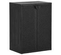 Gecheer Armadio da Giardino, Mobiletto Portaoggetti con 2 Ripiani, 65x45x88 cm, in Polipropilene PP con Aspetto Rattan, per Patio Esterno e Interno