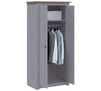 Gecheer Armadio, grigio, 80x50x171.5 cm, legno massello pino, per camera da letto