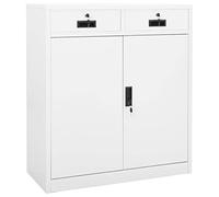 Gecheer Armadio in Acciaio per Ufficio, Armadietto con Ripiani e Serrature, Documenti Metallico a Chiave, Mobili Bianco 90x40x102 cm