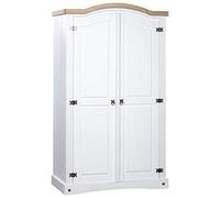 Gecheer Armadio,in Legno di Pino,Messicano Corona Range,con Appendiabiti,Bianco,101x52x170 cm,Armadio Vestriti,Armadio Camera da Letto,Armadio Moderno,Armadio Spogliatoio in Legno Massello Moderno