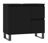 Gecheer Armadio,Mobile,Sottolavabo,da Bagno,Moderno,in Multistrato,Nero,con 2 Cassetti,65x33x60 cm,Mobile Lavabo Bagno,Mobile Sottolavabo,Mobili Sottolavabo,Armadietto Sottolavabo,Piedi E