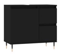 Gecheer Armadio,Mobile,Sottolavabo,da Bagno,Moderno,in Multistrato,Nero,con 2 Cassetti,65x33x60 cm,Mobile Lavabo Bagno,Mobile Sottolavabo,Mobili Sottolavabo,Armadietto Sottolavabo,Piedi C